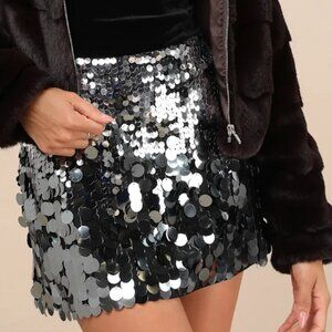 Notorious Radiance Gunmetal Sequin High Rise Mini Skirt